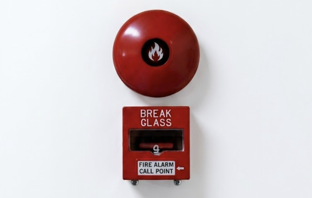 Red fire alarm bell